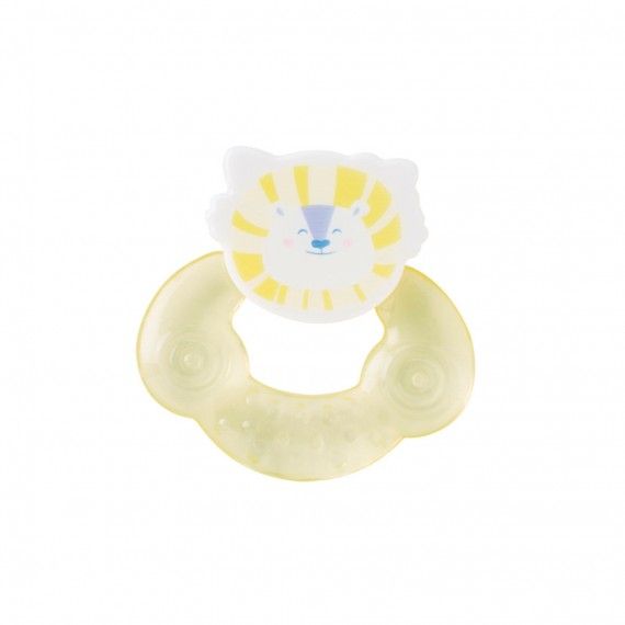 Mordedor infantil amarelo com cabeça de leão