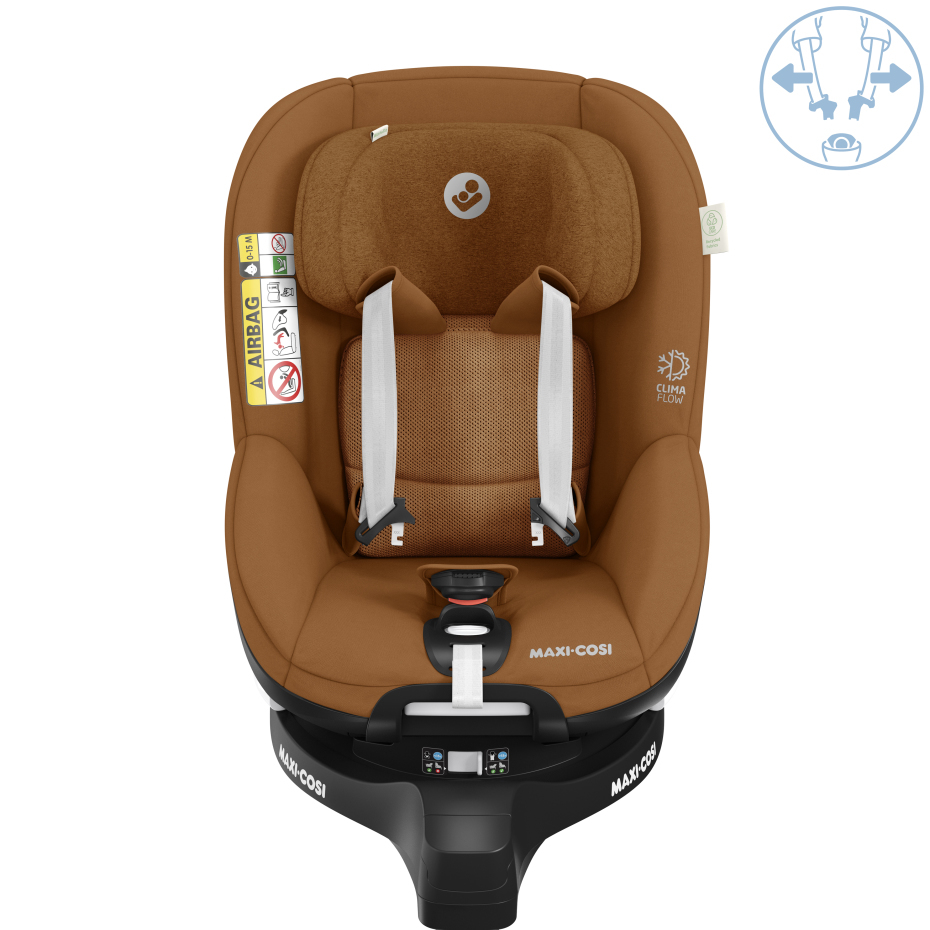 Cadeira de carro Maxi-Cosi castanha com arnês branco e base preta