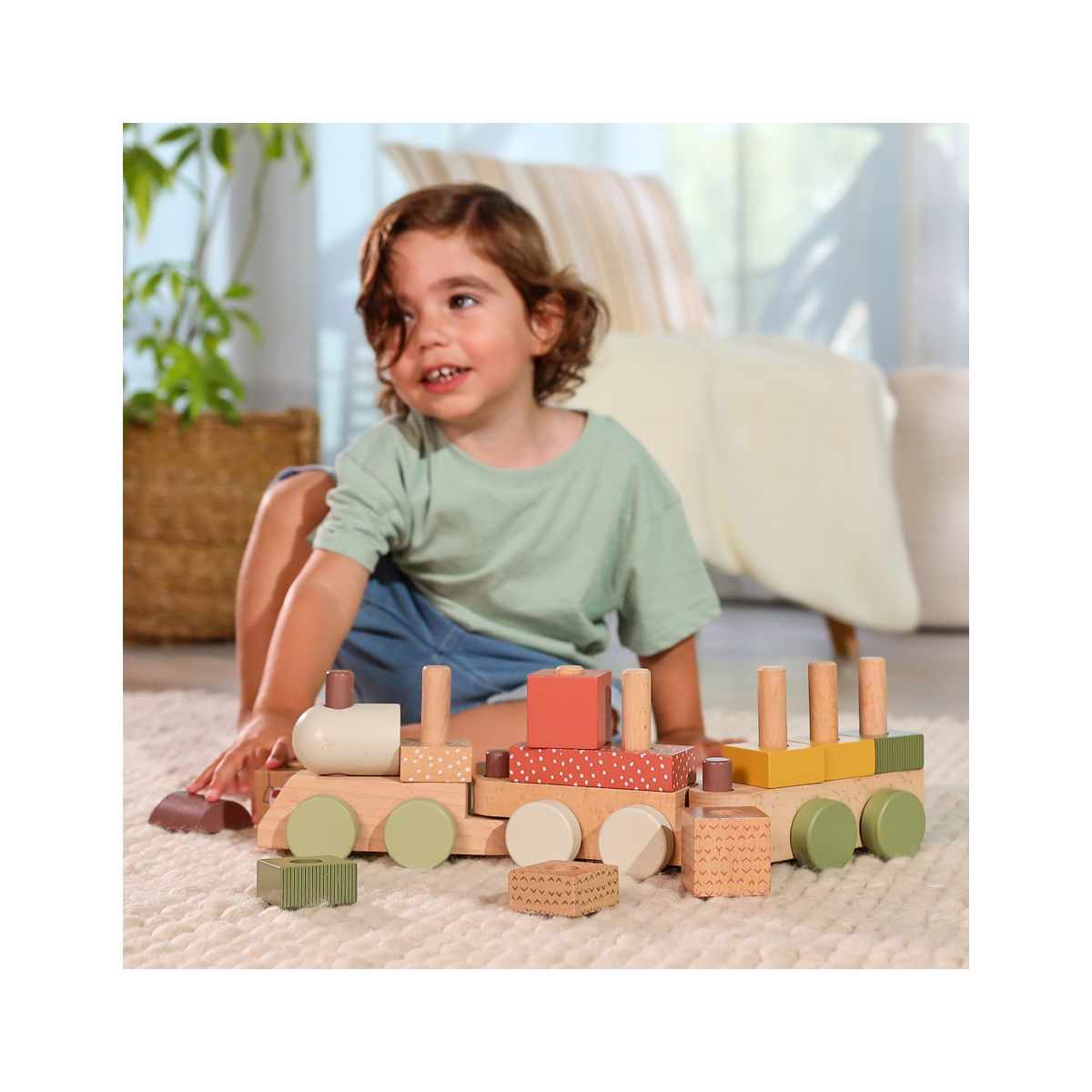 Boho Chic Wooden Stacking Train