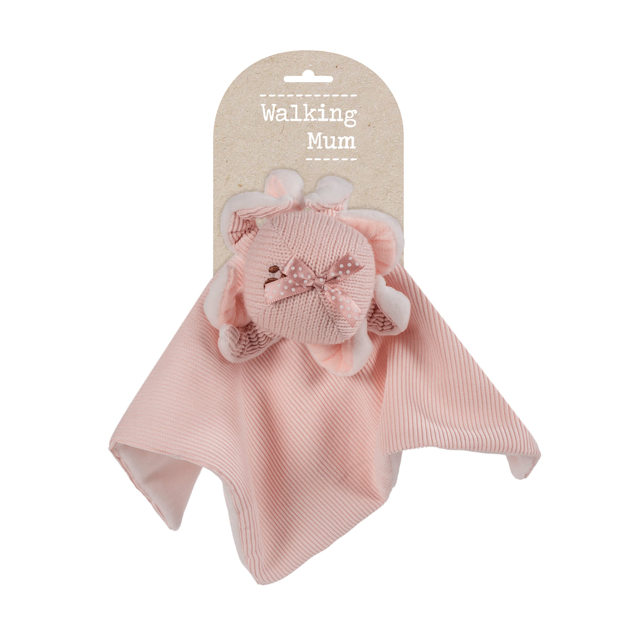 Brinquedo de pelúcia cor-de-rosa com pano macio e etiqueta Walking Mum