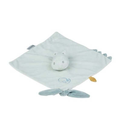 Manta azul clara com cabeça de hipopótamo de tecido macio central