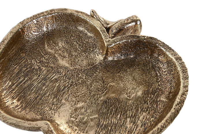 Prato metálico decorativo em forma de maçã dourada