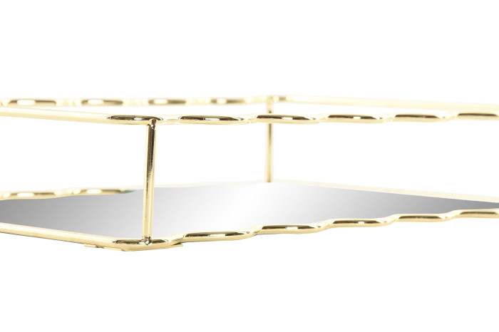 Bandeja dourada e espelho