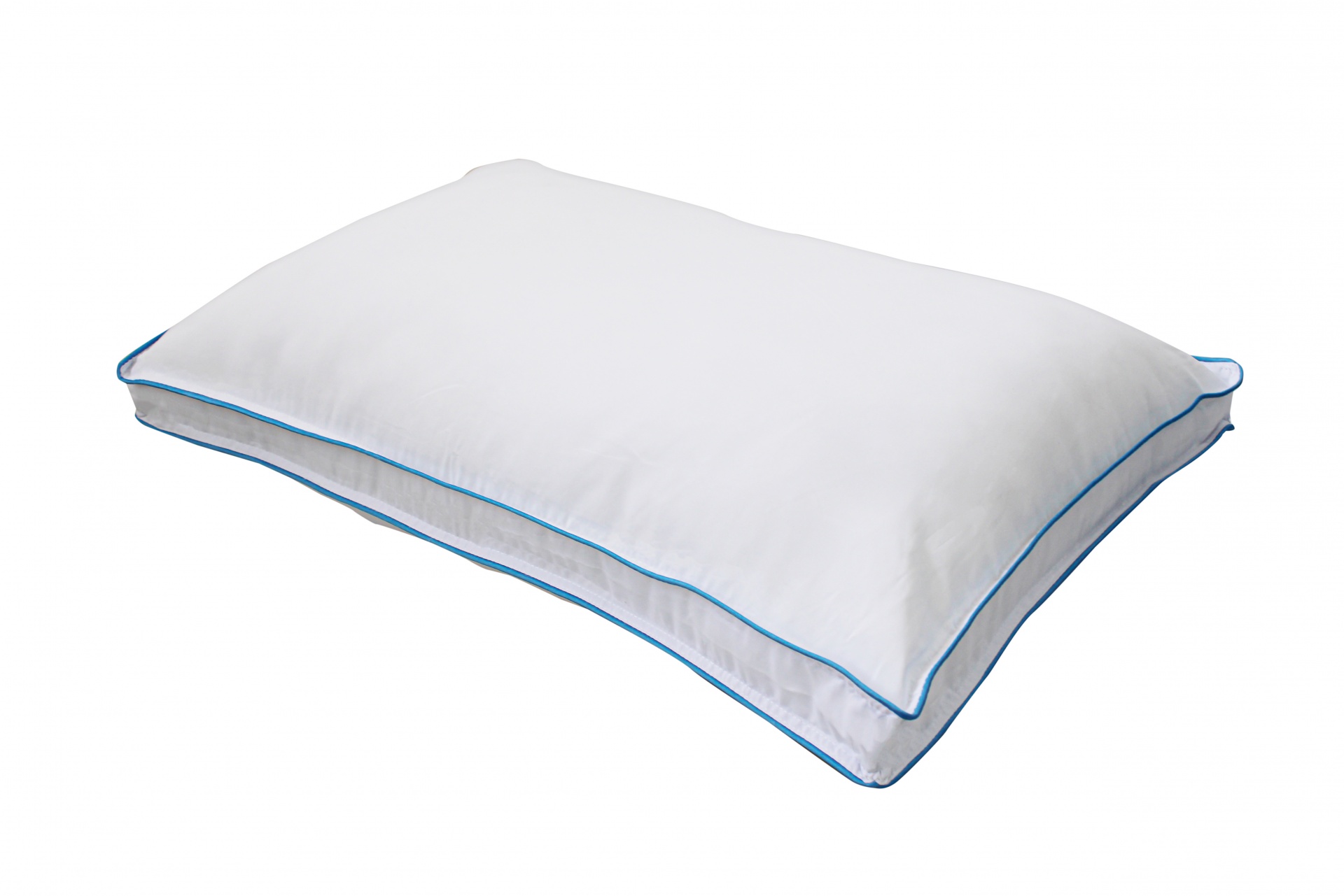 Travesseiro branco com bordas azuis