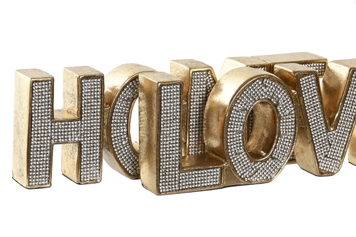 Decoração dourada com cristais na palavra HOLIDAY