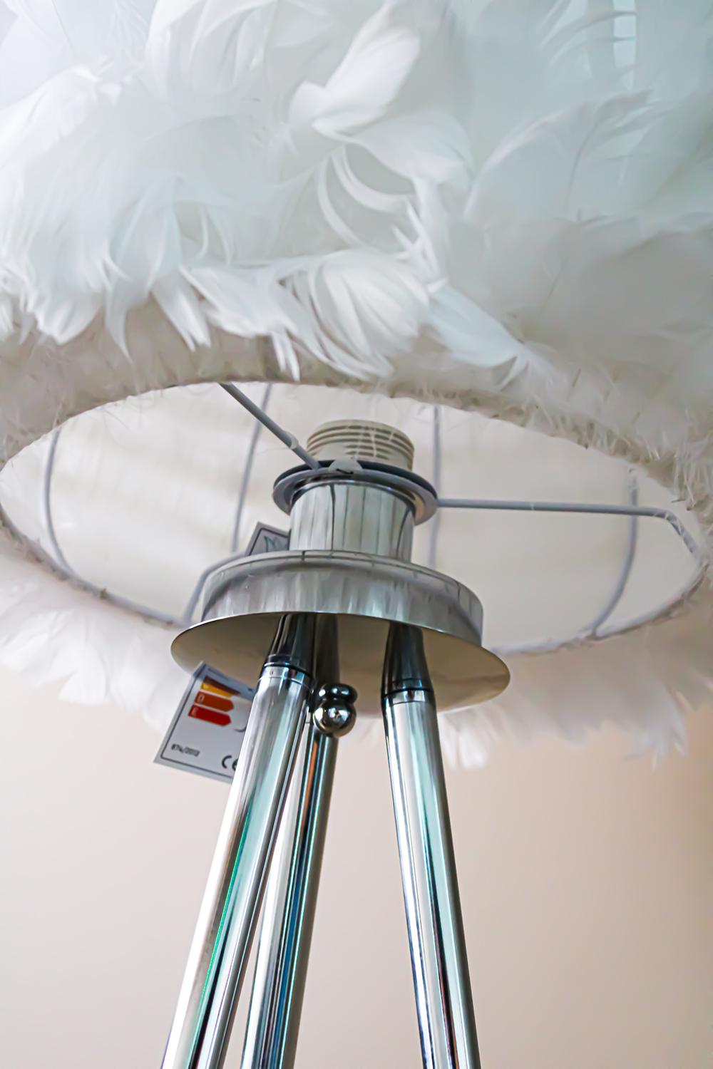 Candeeiro de Penas Prateado