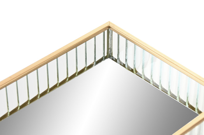 Espelho com moldura de madeira e vidro decorativo