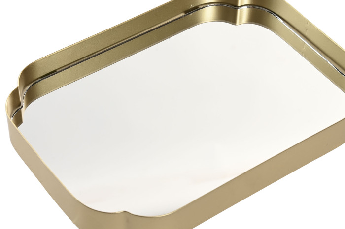 Tabuleiro retangular dourado com base espelhada