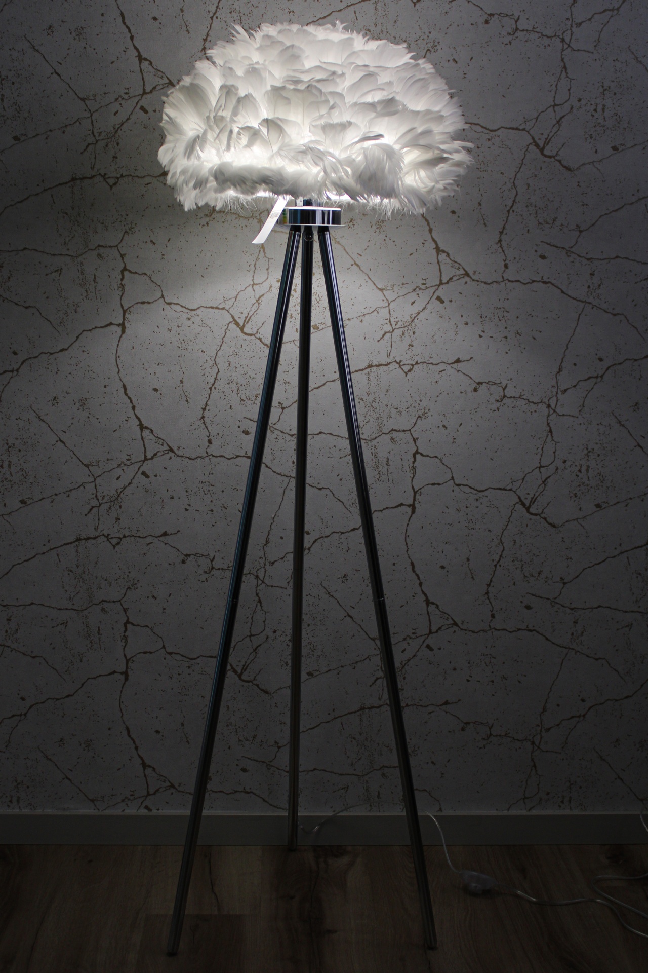 Candeeiro de Penas Prateado