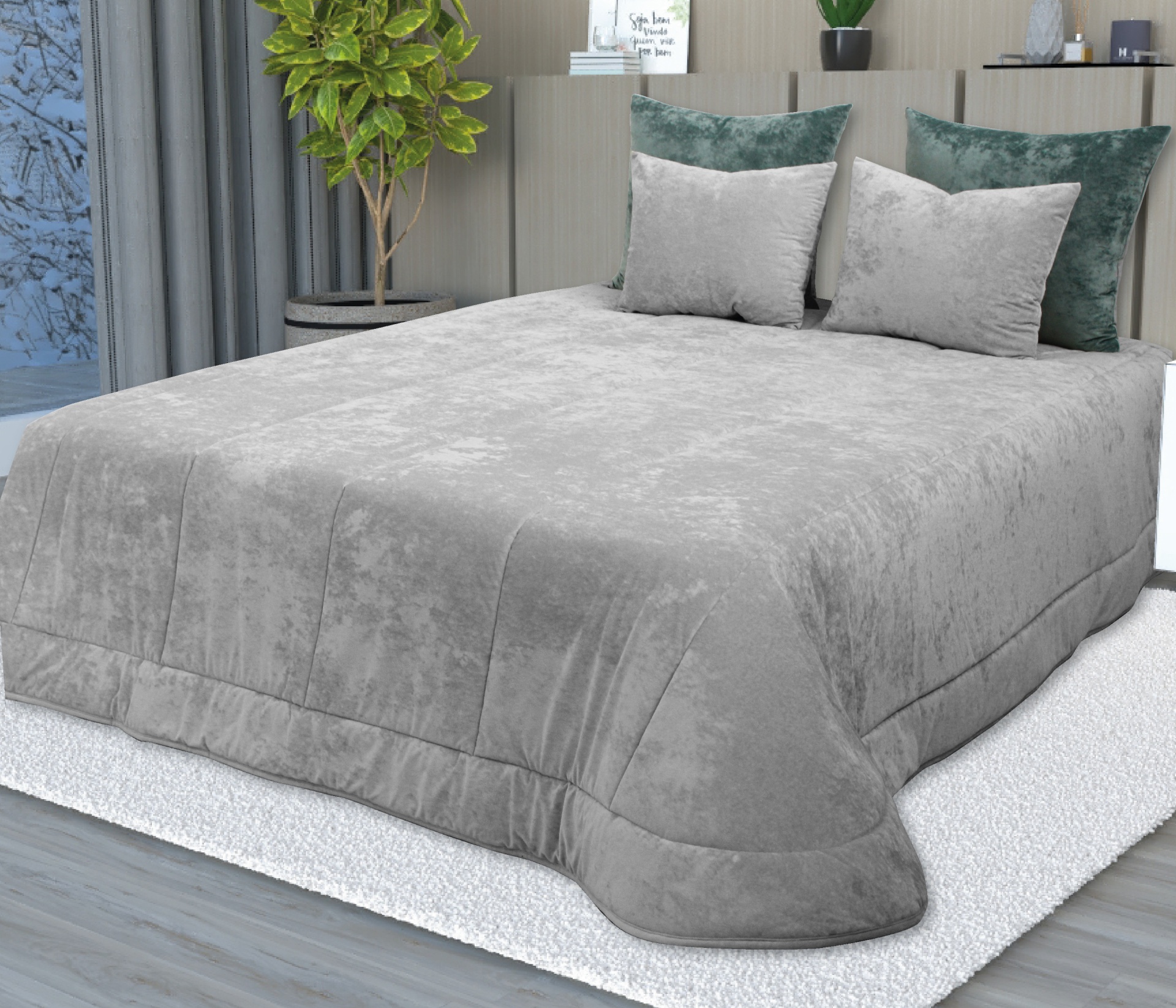 Edredon de veludo Cinza