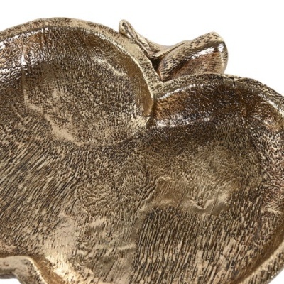 Prato metálico decorativo em forma de maçã dourada