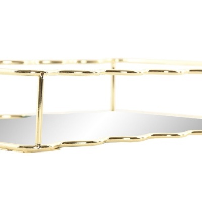 Suporte retangular dourado com base espelhada