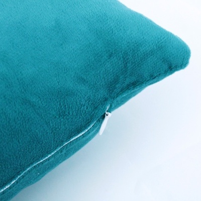 Almofada azul turquesa com fecho de correr branco