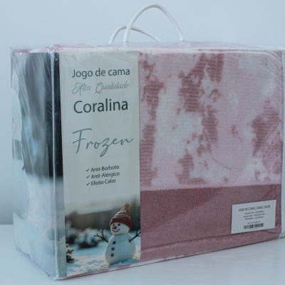 Jogo de cama casal 160 Frozen Rosa