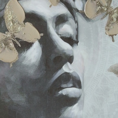 Tela mulher e borboletas