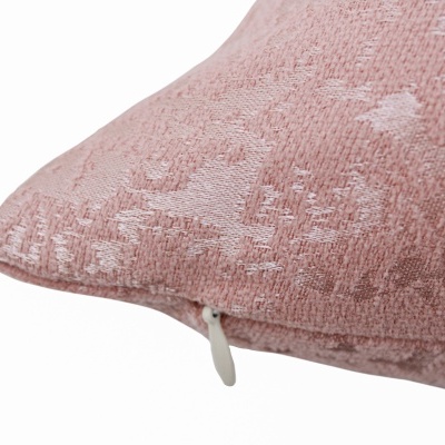 Almofada decorativa rosa com padrão texturizado e fecho de correr