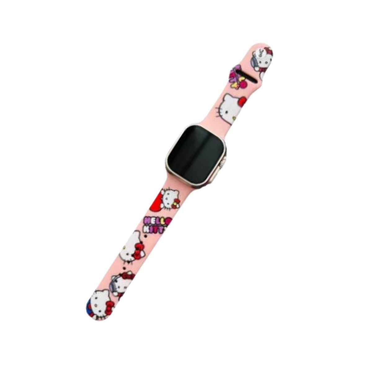 Relógio inteligente com bracelete rosa com padrão Hello Kitty