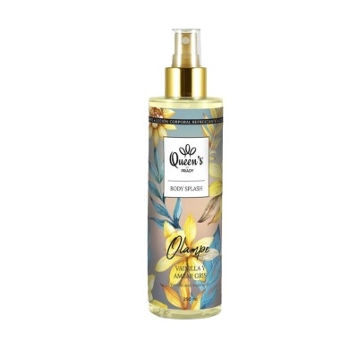 Frasco spray Queen's Pray com design floral e tampa dourada