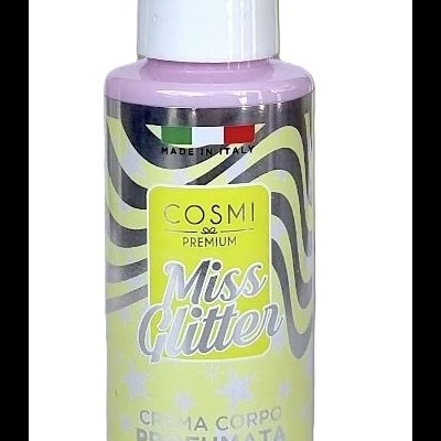 Frasco de loção corporal perfumada COSMI PREMIUM Miss Glitter amarelo com doseador branco