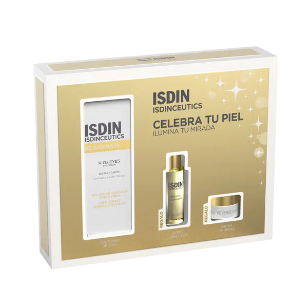 Isdin - Isdinceutics Coffret K-Ox Creme de Olhos Conjunto ISDIN ISDINCEUTICS com cremes e óleo em caixa dourada e branca