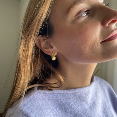 Brincos em aço - Celeste