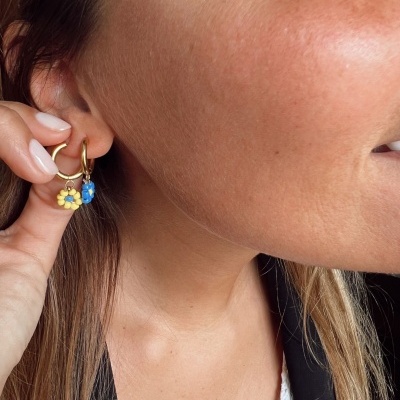 Brincos em aço - Colourful Flowers ( vendidos à unidade)