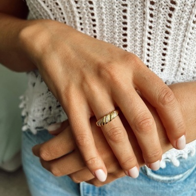 Anel em prata entrelaçado - Diamonds