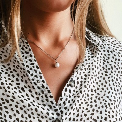 Colar em aço - Pérola