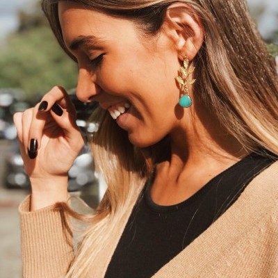 Brincos em cobre - Green Stone