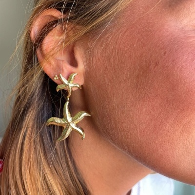 Brincos em aço - Celeste