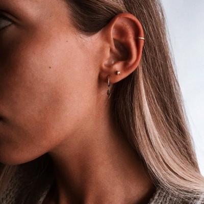 Mini argolinha em prata 925 - Lightning (vendido à unidade)