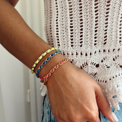 Pulseiras em aço douradas - Fluorescentes