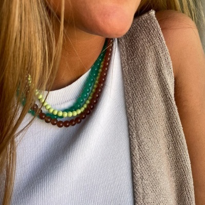 Colar em aço - Coloured stones