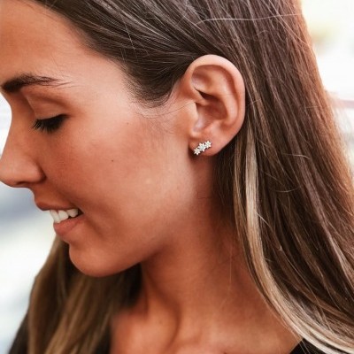 Brincos aço - Three Flowers