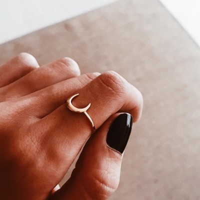 Anel em prata dourada - Moon