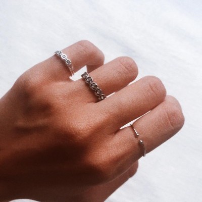 Anel em prata para mindinho - Three Flowers