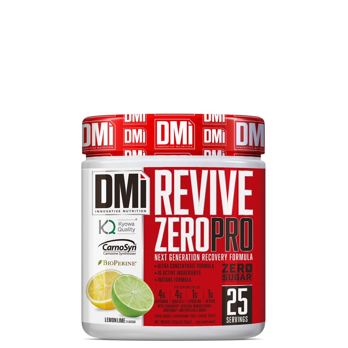 Embalagem do suplemento DMi REVIVE ZERO PRO sabor lemon lime