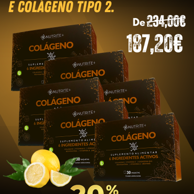 COLÁGENO HIDROLISADO, AROMA LIMÃO, COLÁGENO TIPO 2, RESVERATROL, COENZIMA Q10, BIOTINA, VITAMINA C e  VITAMINA A/ 180 Doses