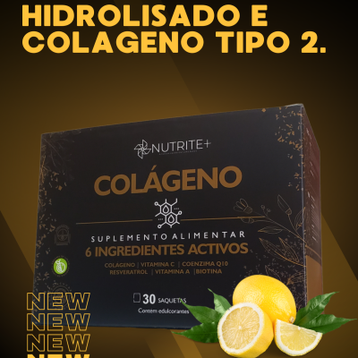COLAGÉNO HIDROLISADO, AROMA LIMÃO, COLÁGENO TIPO 2, RESVERATROL, COENZIMA Q10, BIOTINA, VITAMINA C e  VITAMINA A / 30 Doses