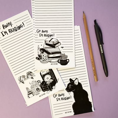 Conjunto de papel de carta com ilustrações e texto 