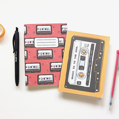 Cadernos A6 com padrão cassette