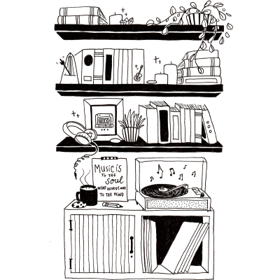 Ilustração Original A4 - Estantes