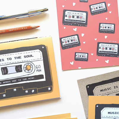 Cadernos A6 com padrão cassette