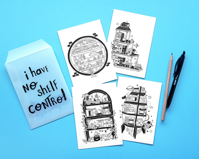 Pack 1 | 4 Postais - I have no shelf control