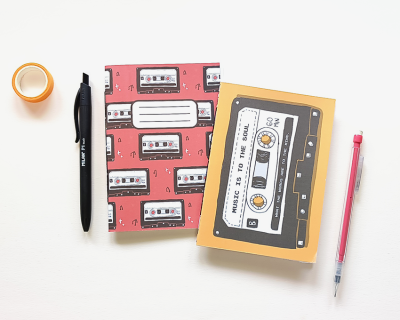 Cadernos A6 com padrão cassette