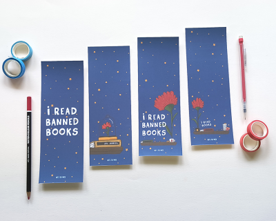 Marcadores Livros Azuis - I read Banned Books
