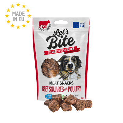 Brit Let's Bite Dog Meat Snacks Beef Squares with Poultry