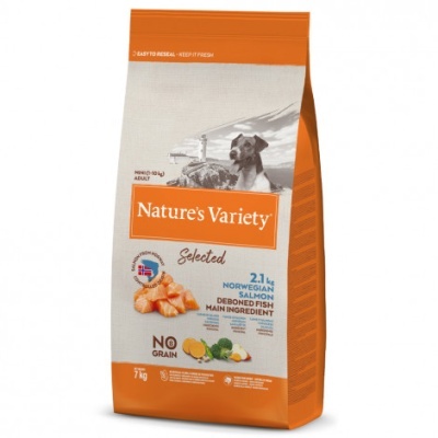 Nature's Variety Selected No grain Mini - Ração seca sem cereais para cão adulto pequeno - Salmão