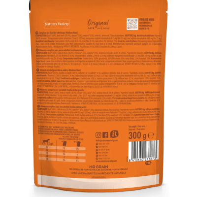 Nature's Variety Comida Húmida Original No Grain Medium/Maxi com Vaca