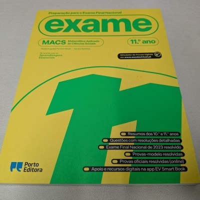 Capa de livro 'exame' amarelo e verde para 11º ano